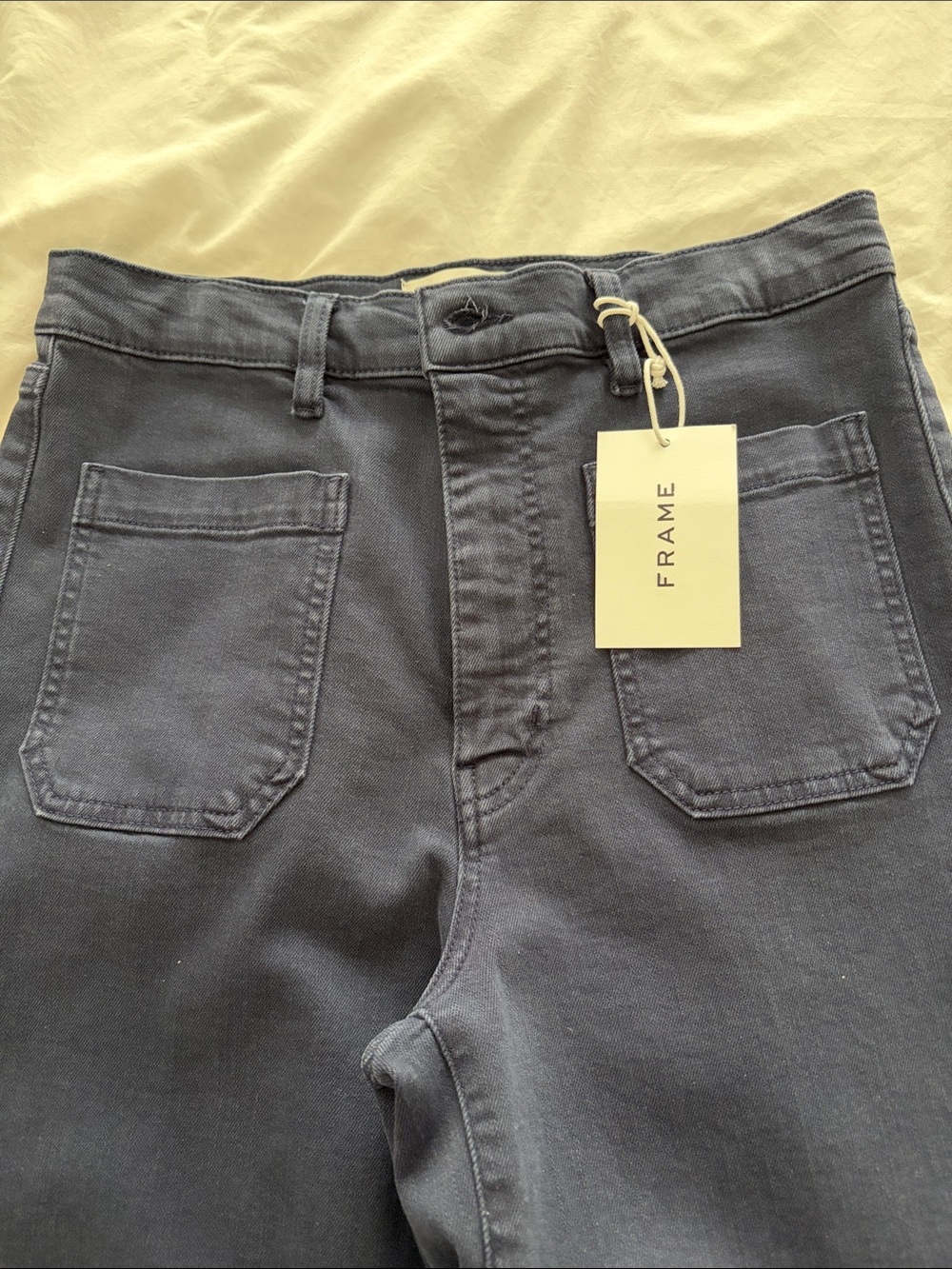 Frame Denim Wide-Leg Jeans in Charcoal Gray